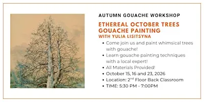 Ethereal October Trees Gouache Painting with Yulia Lisitsyna