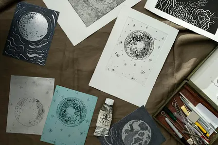 Botanical etching with hard ground