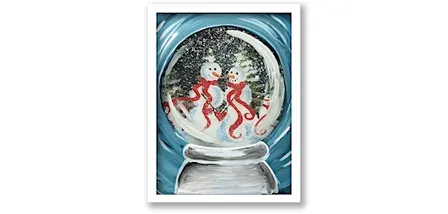 Christmas Snowman Family Snow Globe in Shadow Box Frame Paint Sip Art Class