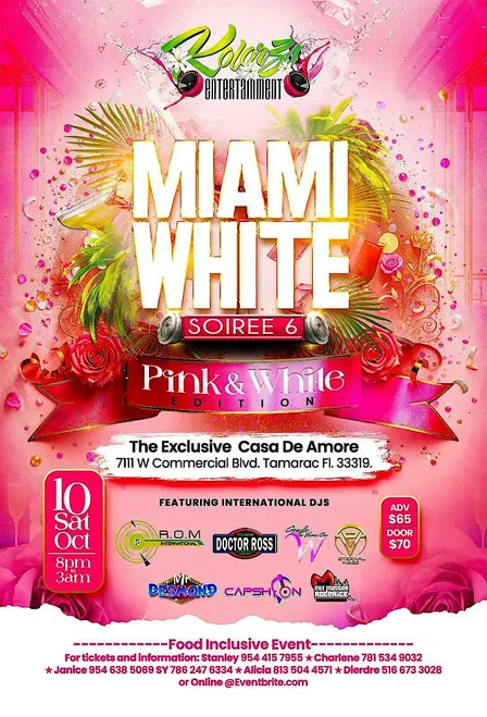 Miami White Soiree 6 Pink & White Edition