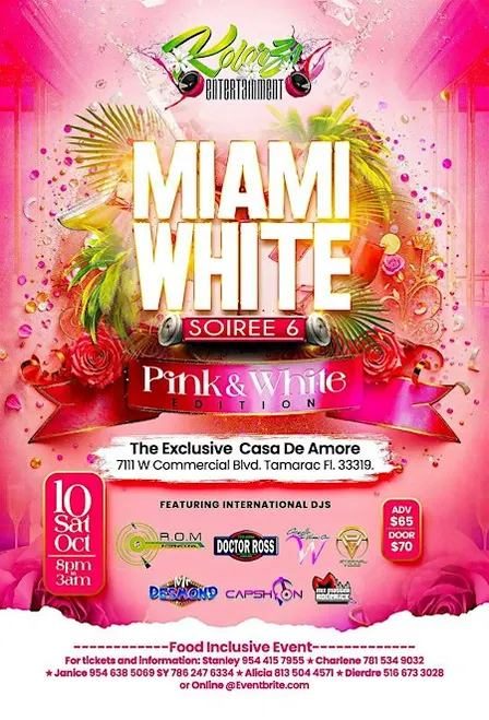 Miami White Soiree 6 Pink & White Edition