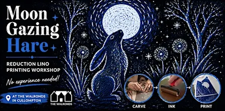 Moon Gazing Hare Reduction Lino Printing Workshop