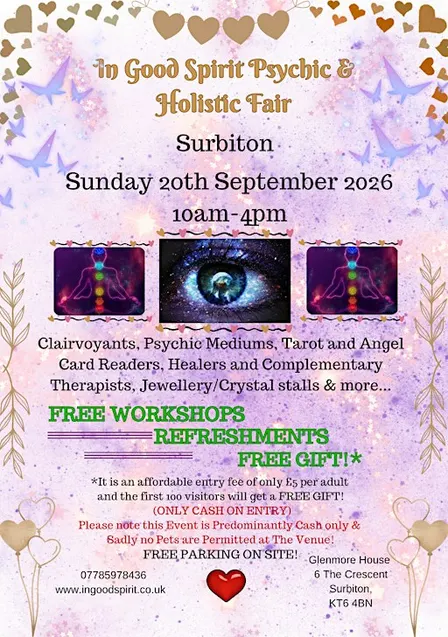 In Good Spirit Psychic & Holistic Fair! - Surbiton - Sunday 20th Sept 2026