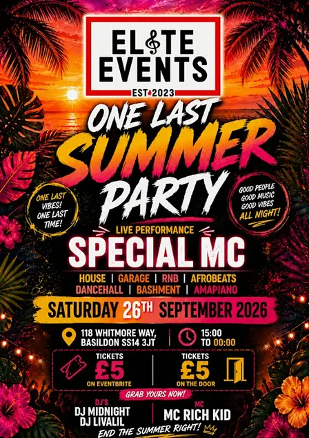 One Last Summer Party 2026 | House • Garage • RnB • Afrobeats
