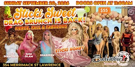 Sticki Sweet Drag Brunch Salvatore's Riverwalk Lawrence Sun September 20th