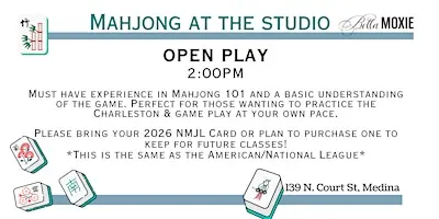 Mahjong at the Studio - Open Play at Bella