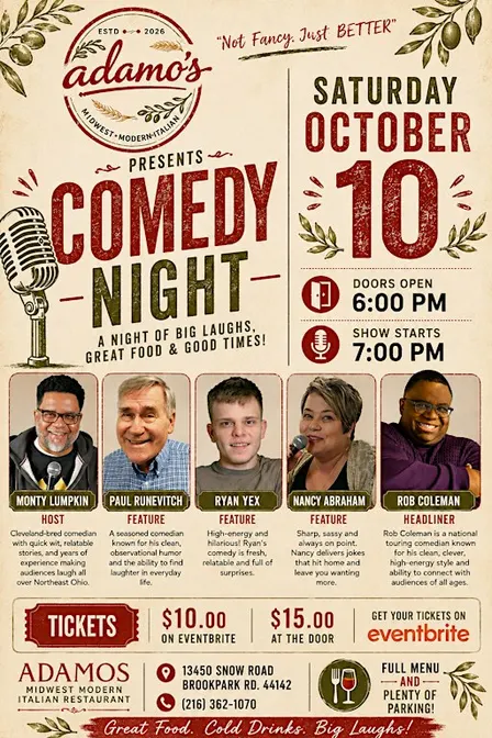 Comedy Night at Adamo's with Headliner Rob Coleman