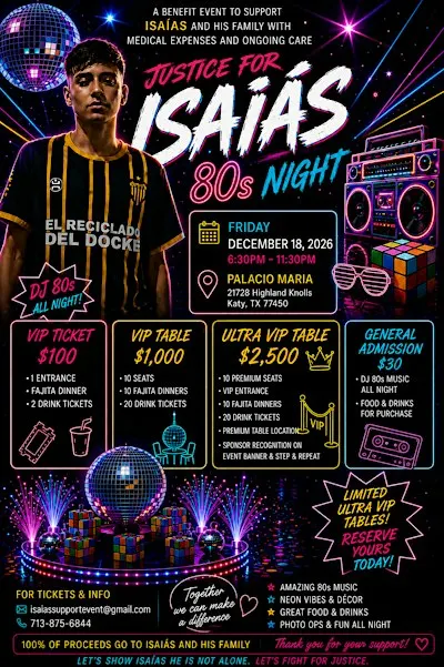 Crossing Borders, Changing Lives: An 80s Night Benefit for Isaías
