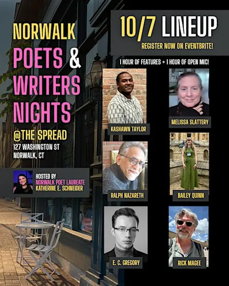 10/7 Norwalk Poets & Writers Night - Features + Open Mic!