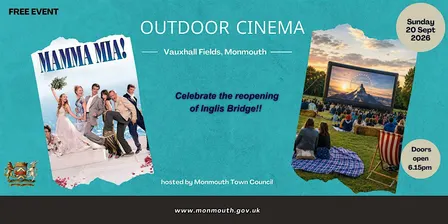 Outdoor Cinema Event, Vauxhall Fields, Monmouth Sunday 20th Sept, 6.15 pm.