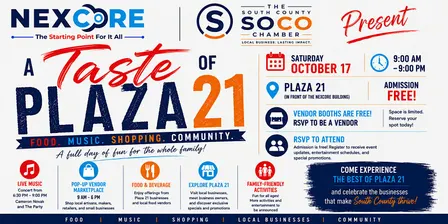 NexCore & The SOCO Chamber Present: A Taste of Plaza 21