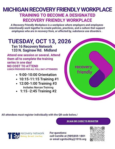 Michigan Recovery Friendly Workplace Training-Great Lakes Bay Region