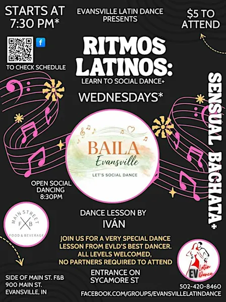 Ritmos Latinos: Bachata group class. $5 Cash in person