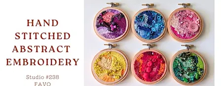 Hand stitched abstract embroidery