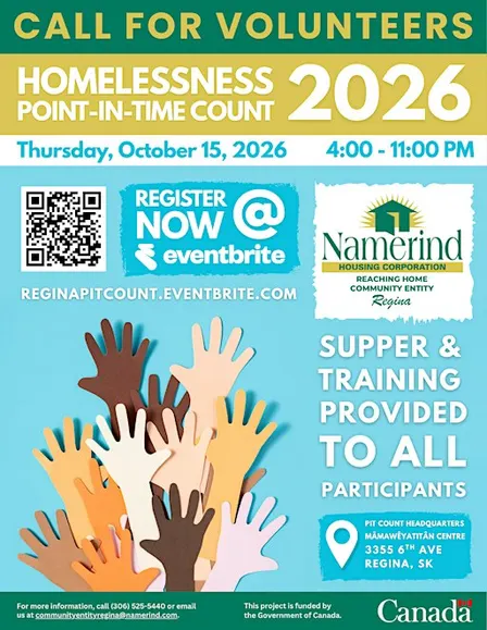 Call for Volunteers - 2026 Regina Homelessness Point-in-Time Count