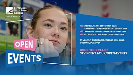 Open Evening | Wednesday 28 Apr 2027 | St Vincent Sixth Form College