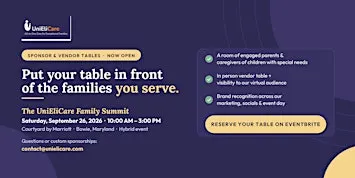 UniEliCare Family Summit 2026  Vendor & Sponsor Registration