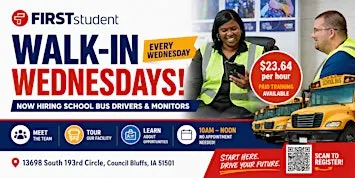 First Student Council Bluffs - Walk-in Wednesdays