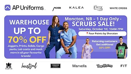 Warehouse Scrubs Sale – Moncton, NB– 1 Day Only