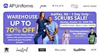 Warehouse Scrubs Sale – Halifax, NS– 1 Day Only