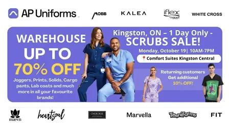 Warehouse Scrubs Sale – Kingston, ON– 1 Day Only