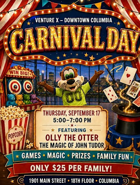Carnival Day at Venture X with Olly the Otter and Magic by John Tudor
