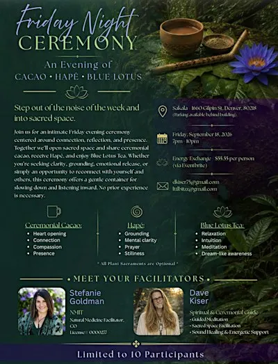 Friday Night Ceremony: An Evening of Cacao, Hapé, and Blue Lotus