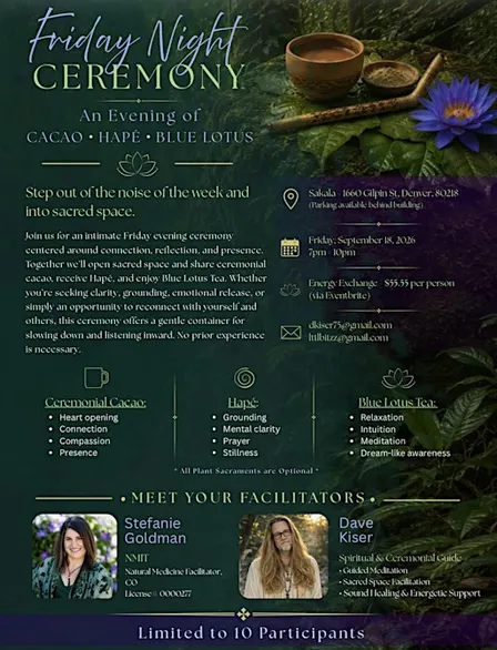 Friday Night Ceremony: An Evening of Cacao, Hapé, and Blue Lotus