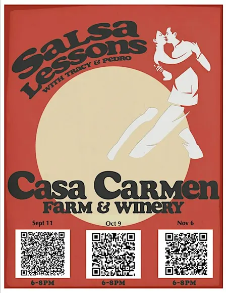 DanzaSips Fall Salsa Dance Class Series at Casa Carmen Winery Month Two