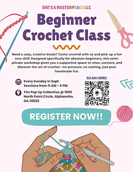 Semi-Private Beginner Crochet Workshop: Master The Basics