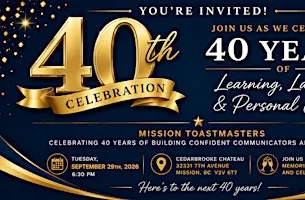 Mission Toastmasters' 40th Anniversary Event