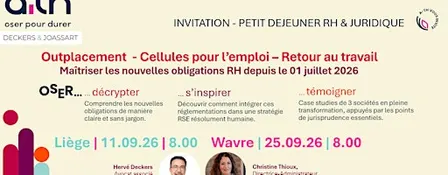 Petit déjeuner RH & Juridique: Outplacement  & Cellules pour l’emploi WAVRE