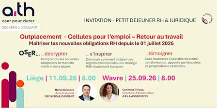 Petit déjeuner RH & Juridique: Outplacement  & Cellules pour l’emploi WAVRE