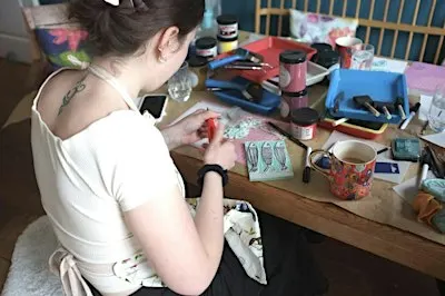Lino Print a Fabric Patch at Muswell Hill Creatives Make and Mend Festival