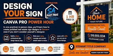 DESIGN YOUR SIGN FREE 1 HR CE for REALTORS!-CANVA Pro Power Hour!