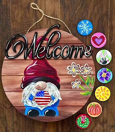 Welcome Gnome Wood Sign Painting at The Grateful Gnome Brewery