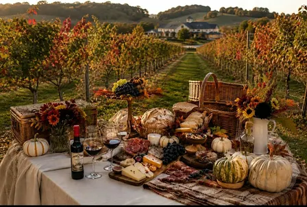 Fall Harvest Vineyard PicnicTable, a Seasonal Vineyard Pairing Experience