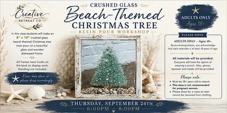 Crushed Glass Beach-Themed Christmas Tree Resin Pour Workshop w/Amanda