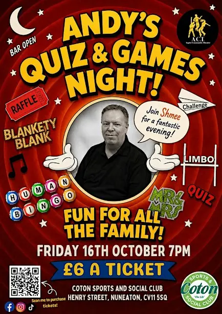Andys Quiz and Games Night - Friday 16th October!