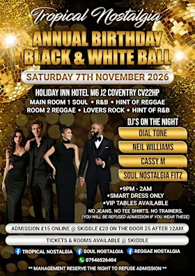 The Annual Tropical Nostalgia Black & White Ball Early Bird Tickets