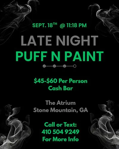 Late Night! Sip, Puff n Paint @ The Atrium!