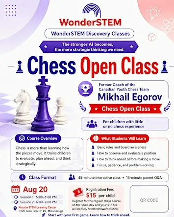 Kids Chess Open Class for Beginners by Canada Team Former Coach