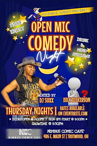 CockaRue Comedy Presents...Open Mic Comedy Nights w/DJ Soxx!