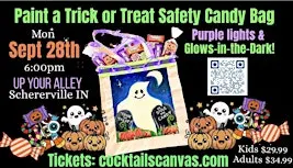 Paint a GLOW-in-the-DARK Trick or Treat Safety Halloween Candy Bag Event!