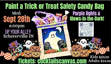 Paint a GLOW-in-the-DARK Trick or Treat Safety Halloween Candy Bag Event!