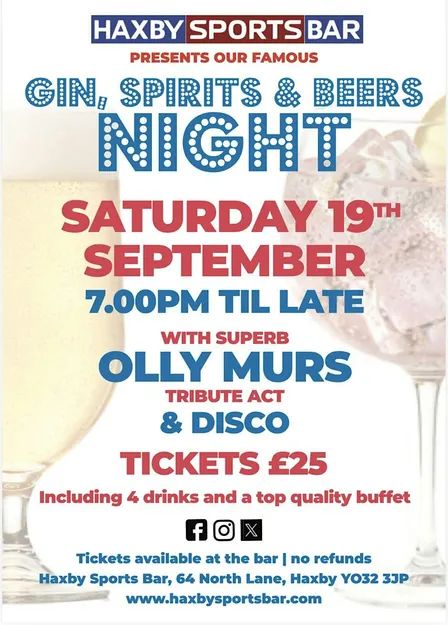 Our famous Gin, Spirits and Beers Night