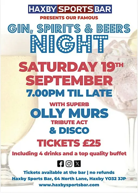 Our famous Gin, Spirits and Beers Night