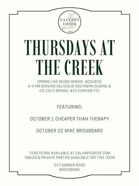 Thursdays at the Creek Featuring Mike Broussard
