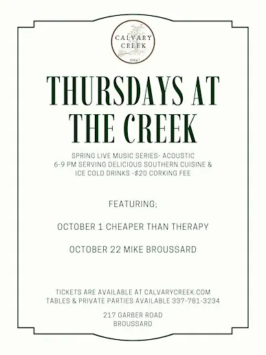 Thursdays at the Creek Featuring Mike Broussard