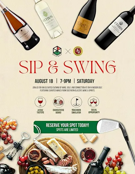 Sip & Swing — Indoor Golf + Wine Tasting Experience at Onyx Indoor Golf